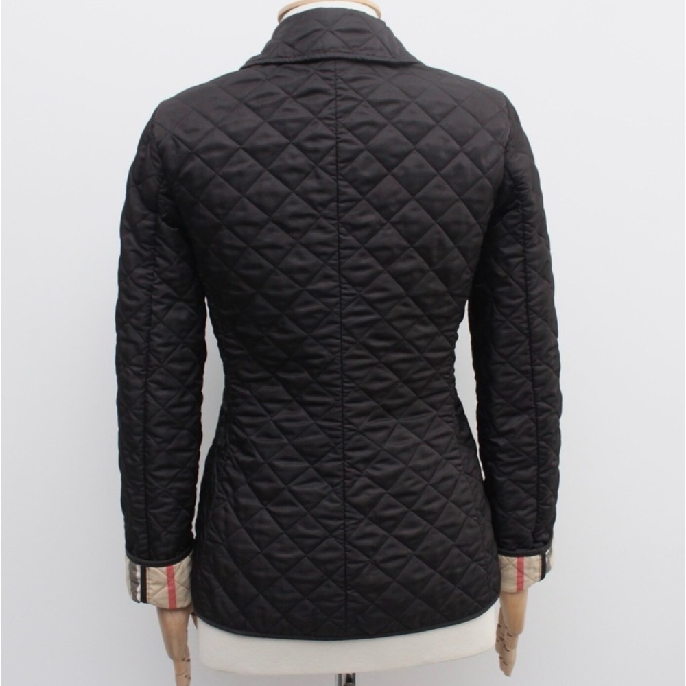 Burberry Brit Black Quilted Jacket with Nova Check Plaid- S - Picture 3 of 7